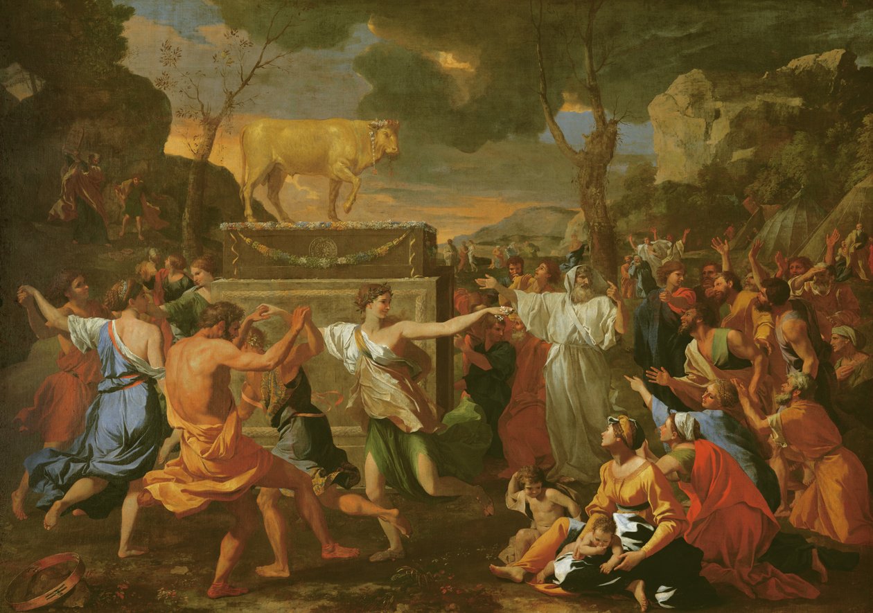 Tilbedelsen af den gyldne kalv, før 1634 (se 205592-205594 for detaljer) af Nicolas Poussin
