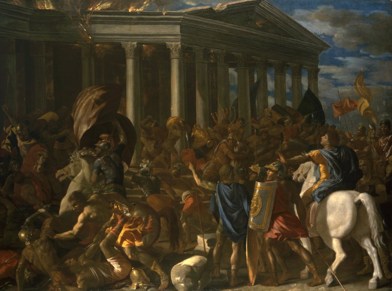 Ødelæggelse og sæk af templet i Jerusalem af Nicolas Poussin