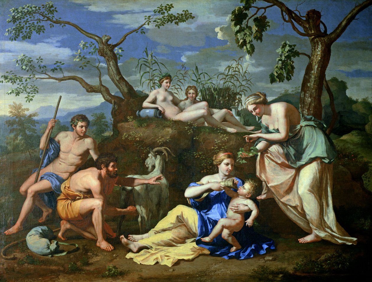 The Feeding of the Child Jupiter, c.1640 af Nicolas Poussin