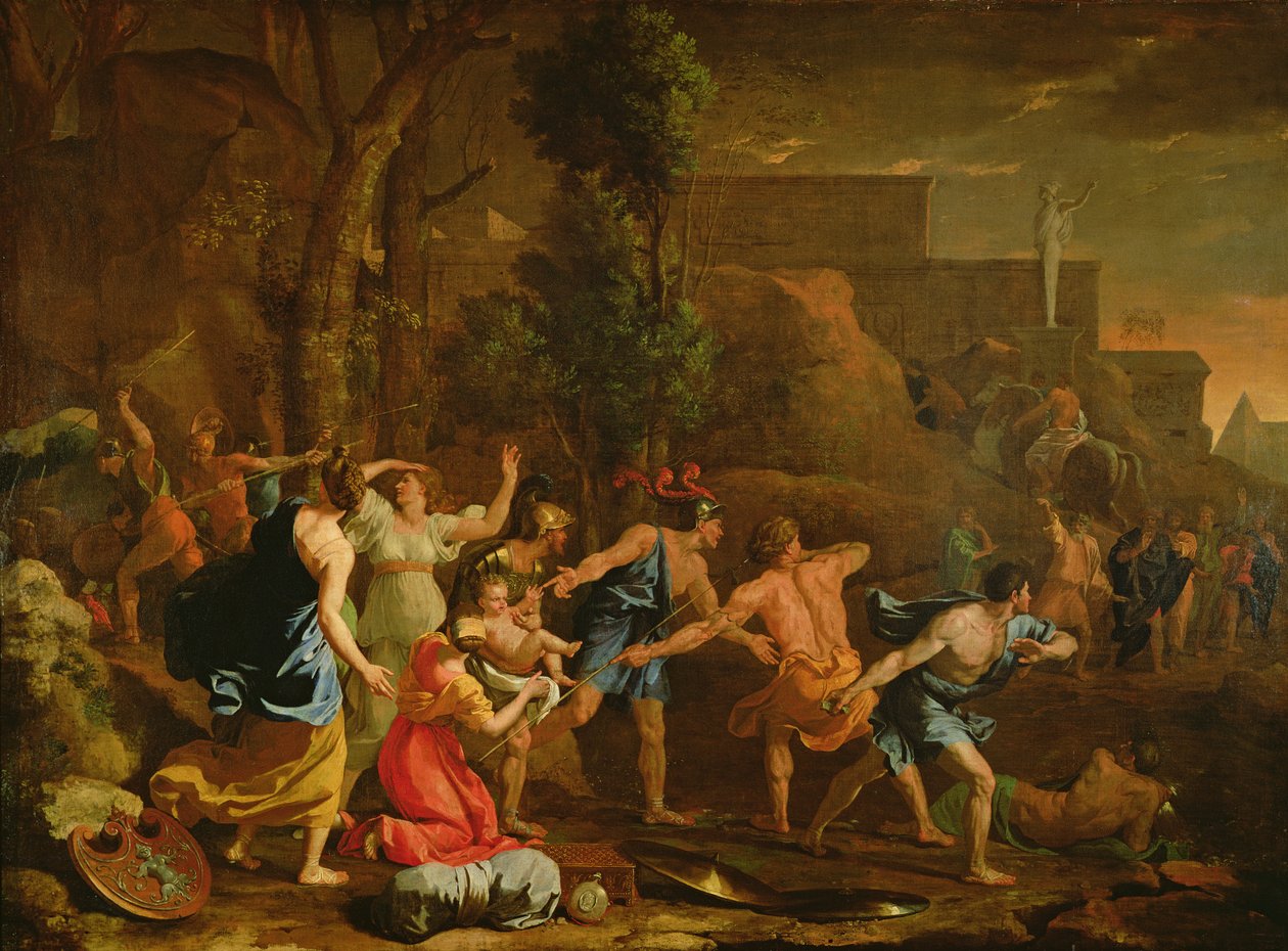 Redningen af det lille Pyrrhusbarn, 1634 af Nicolas Poussin