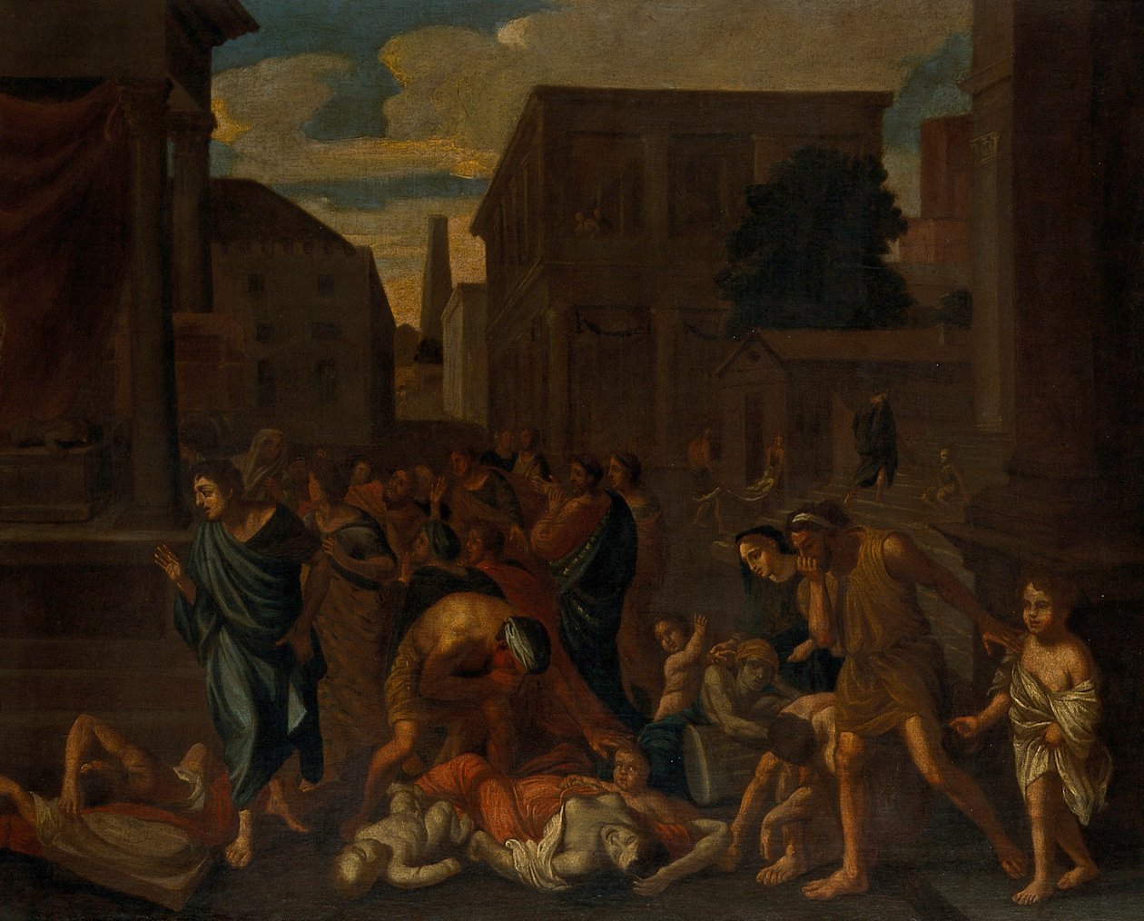 Filisternes pest i Ashdod af Nicolas Poussin