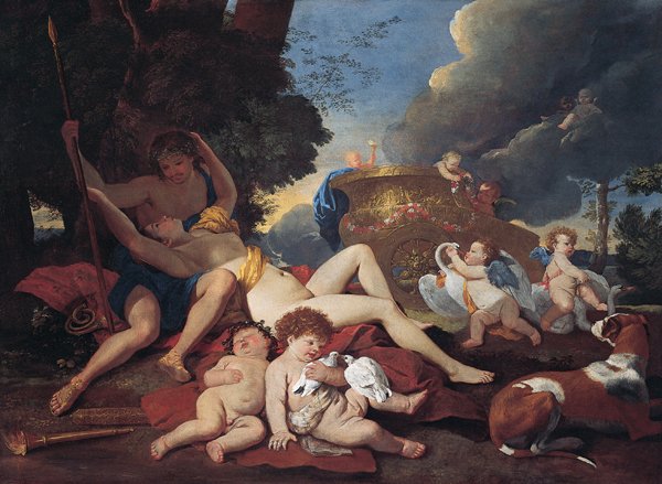 Venus og Adonis af Nicolas Poussin