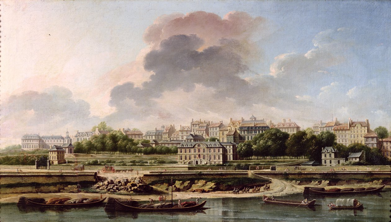 Kajen og landsbyen Passy i 1757 af Nicolas Raguenet