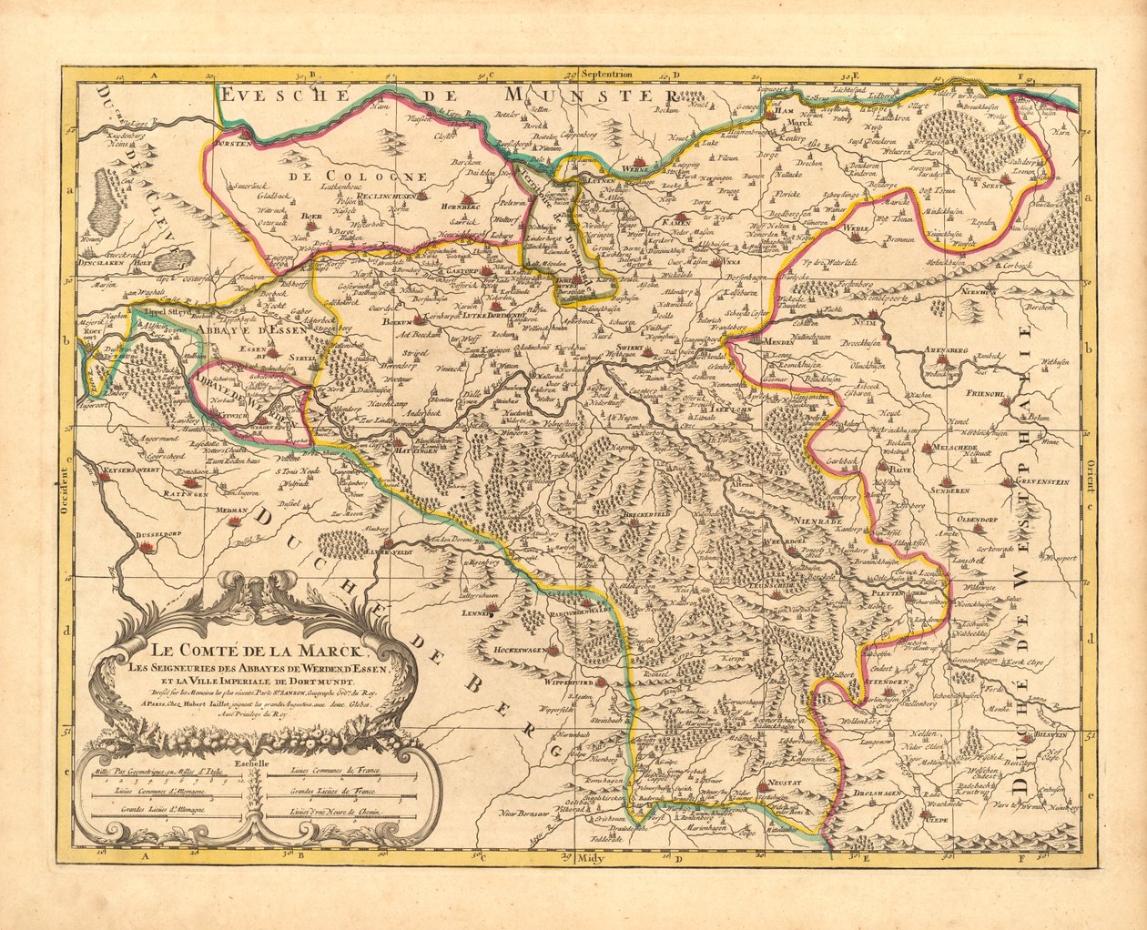 Kort over County Mark, y, 1681 af Nicolas Sanson