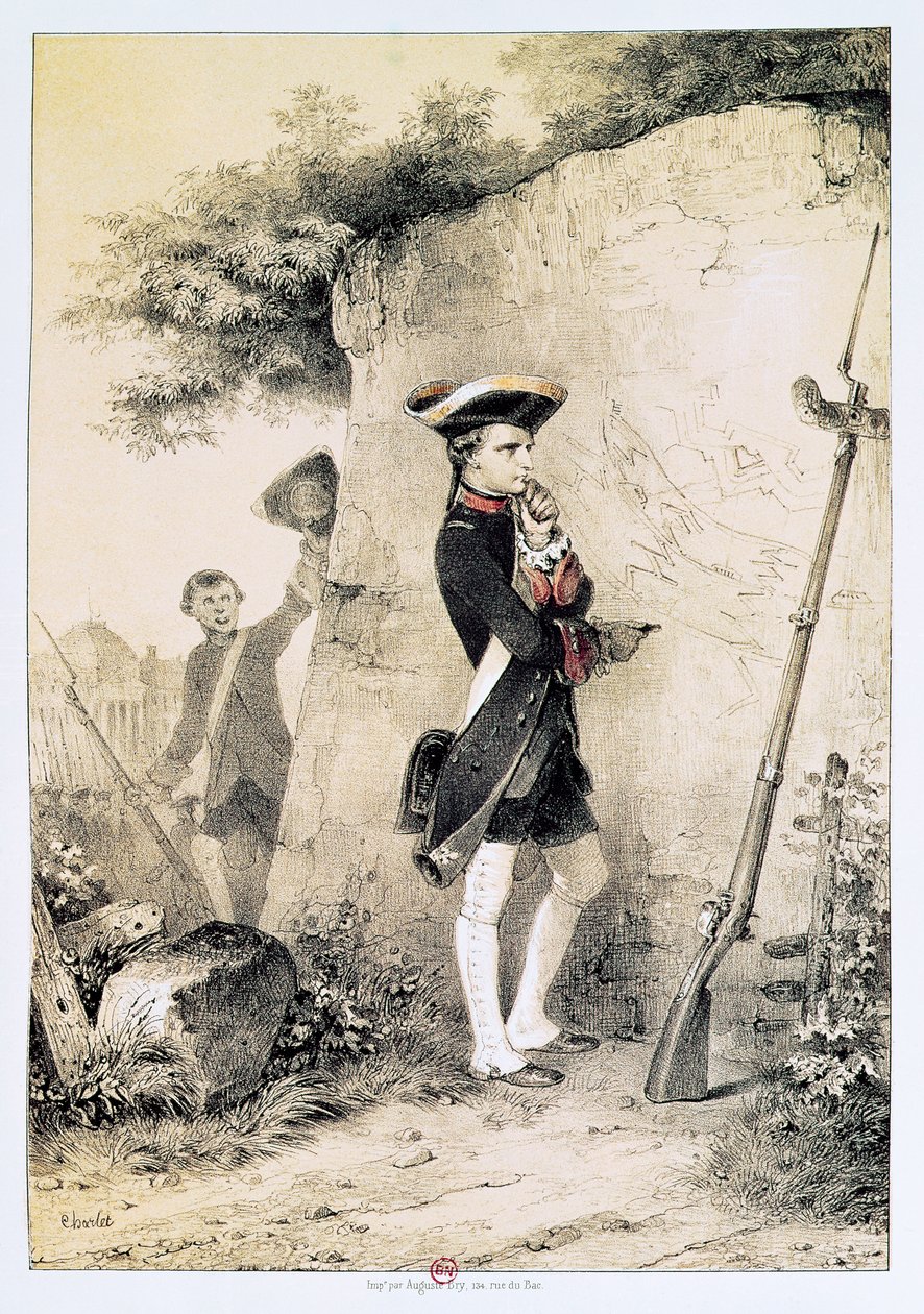 Napoleon I (1769-1821) ved Militærskolen i 1783, illustration fra 