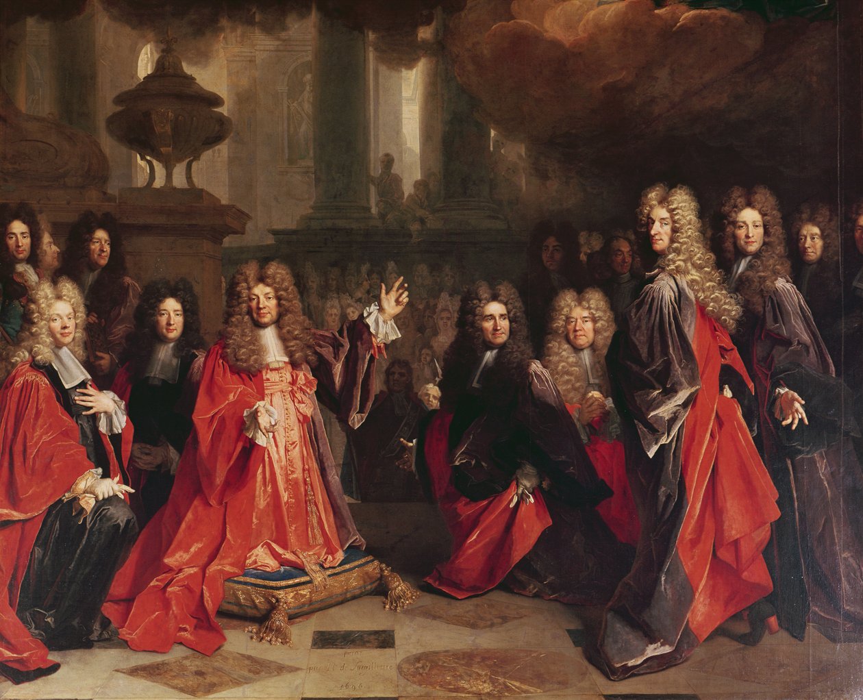 Ex-Voto, detalje af rådmændene, 1696 af Nicolas de Largillière