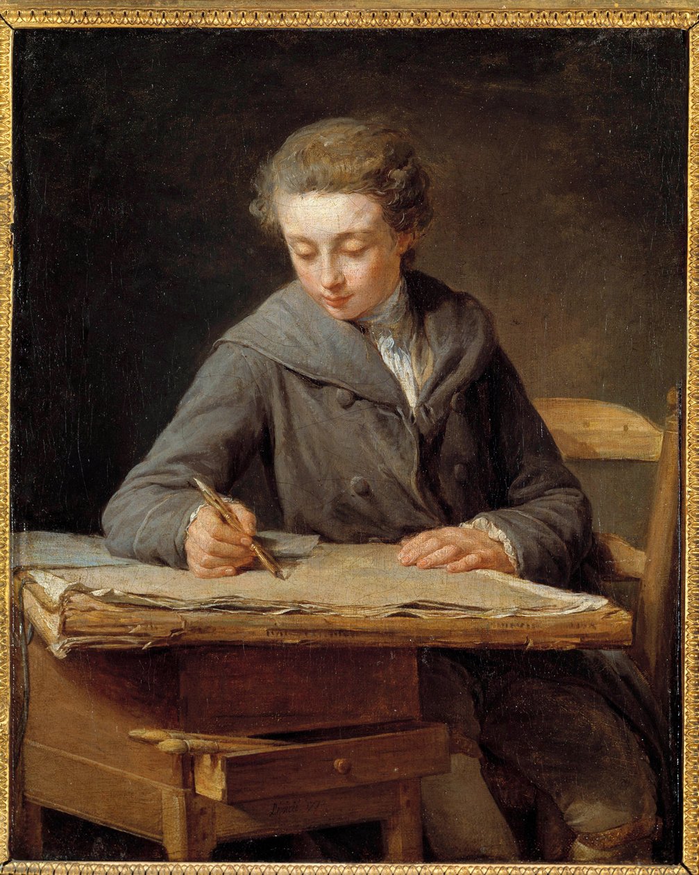 Den lille tegner: portræt af Carle Vernet er 14 år gammel. Carle Vernet, fransk maler (1758-1836) opdraget af forfatteren til dette maleri, Nicolas Bernard Lepicie (1735-1784). Olie på lærred af Nicolas Bernard Lepicie