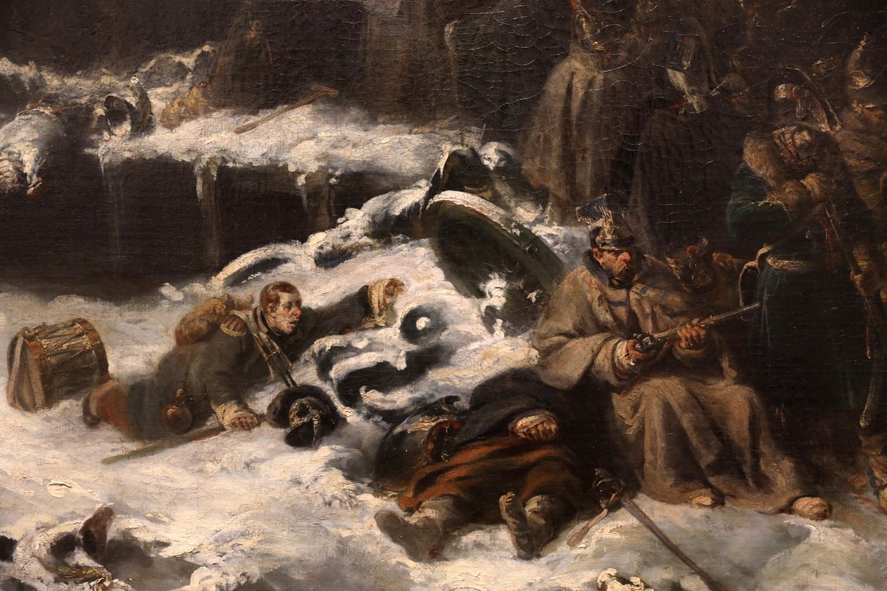Napoleons hær trækker sig tilbage fra Rusland, detaljer, 1836 af Nicolas Toussaint Charlet