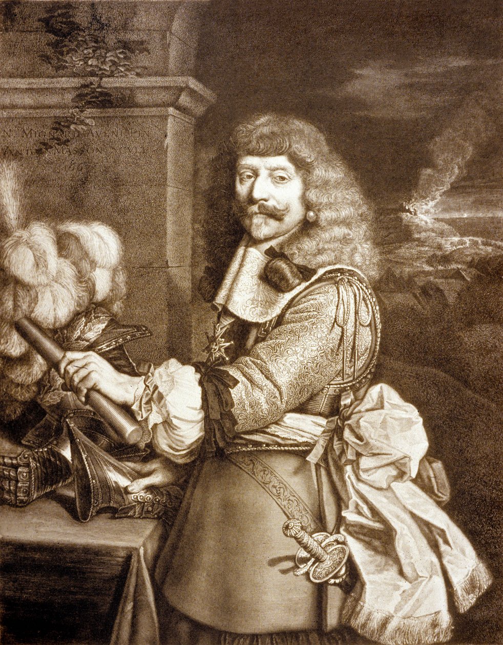 Henri de Lorraine dit Cadet la Perle (1601 1666) Greve af Harcourt, Armagnac, Brionne og Viscount de Marsan gravering af Antoine Masson (stik) af Nicolas (after) Mignard