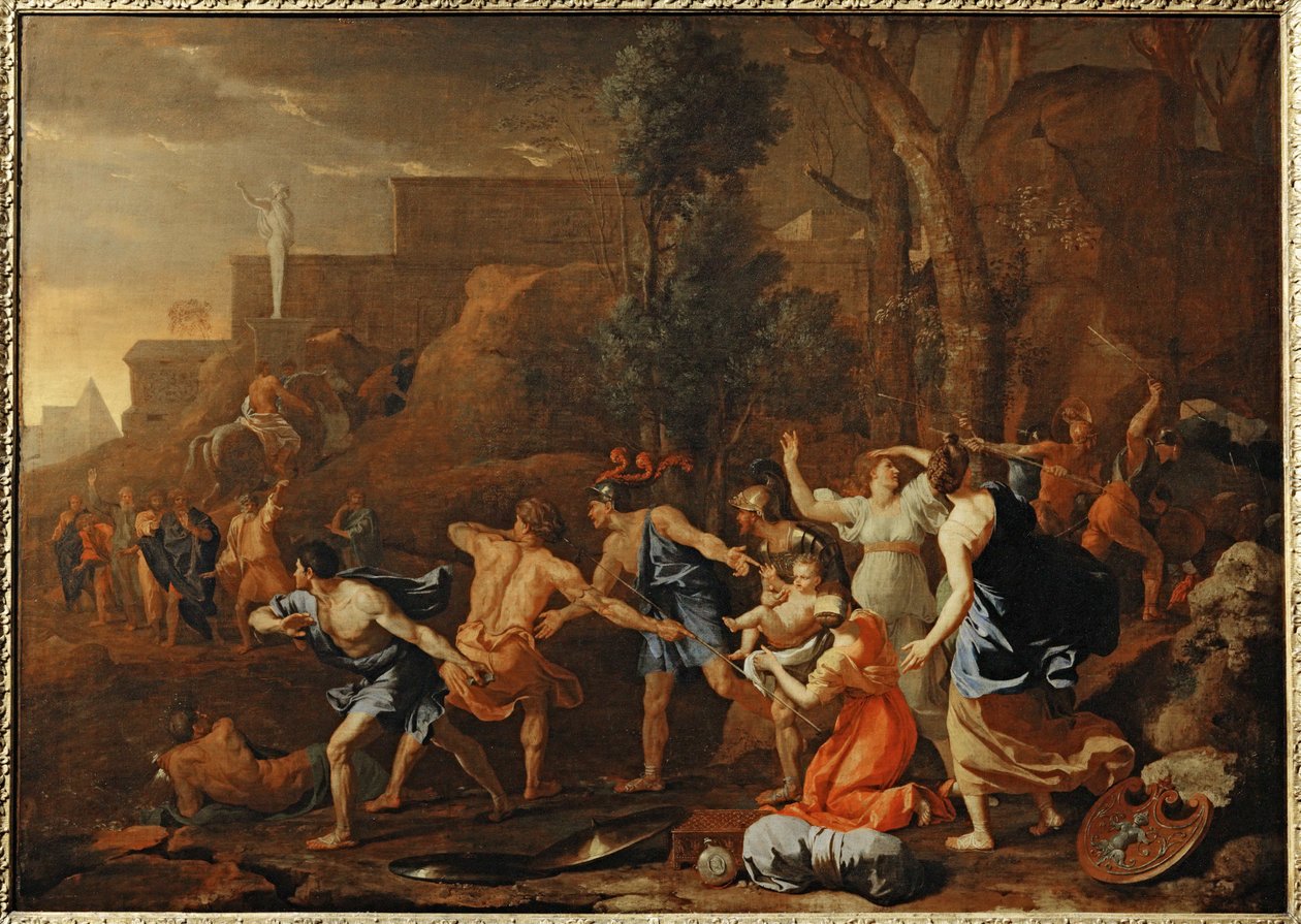Le jeune Pyrrhus sauve - Den unge Pyrrhus reddede ... af Nicolas (attr.to) Poussin