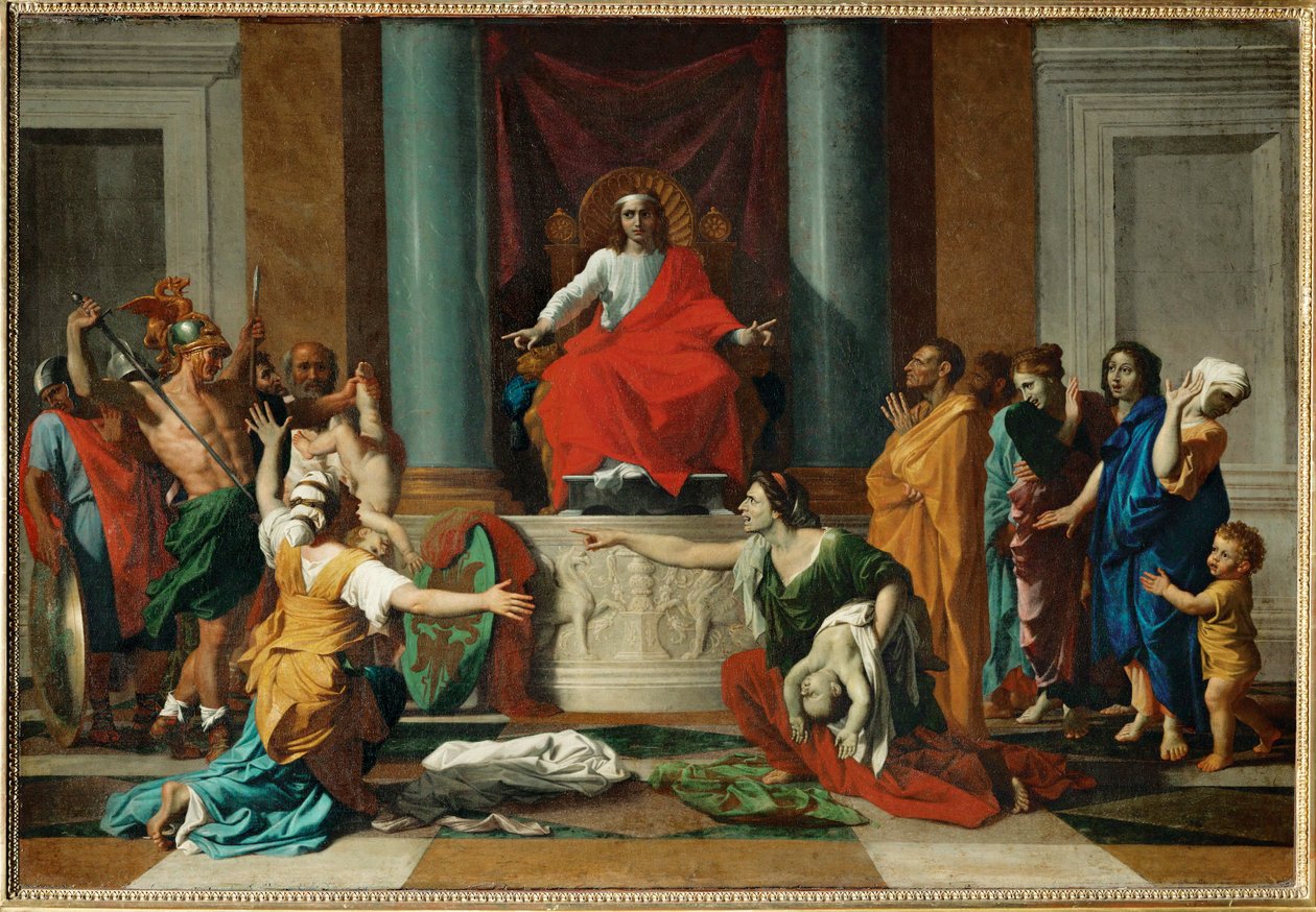 Le jugement de Salomon - Salomons dom ... af Nicolas (attr.to) Poussin