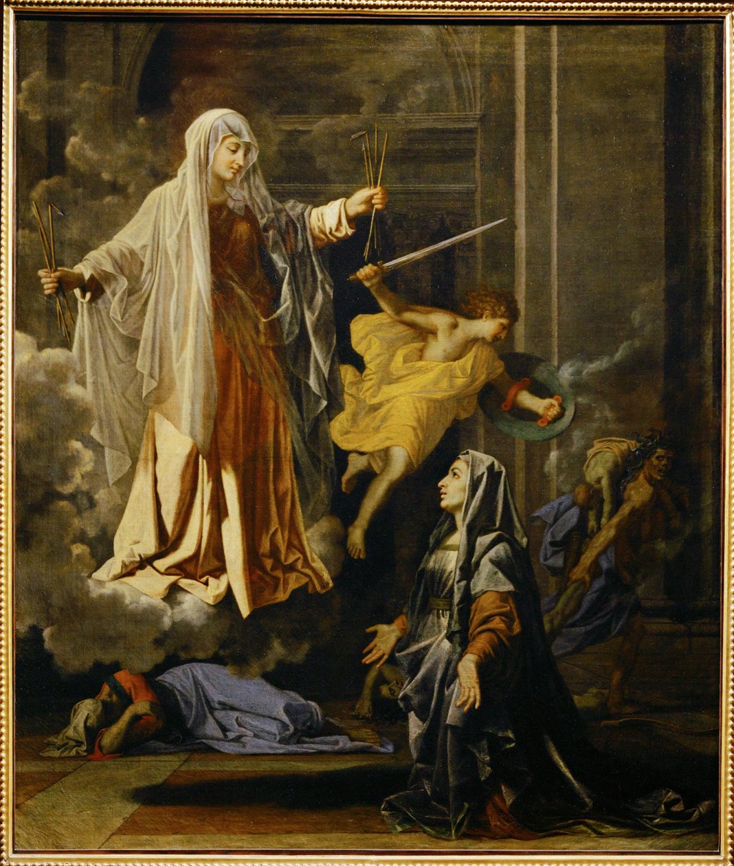 Pestens mirakel af Saint Francoise Romaine ... af Nicolas (attr.to) Poussin