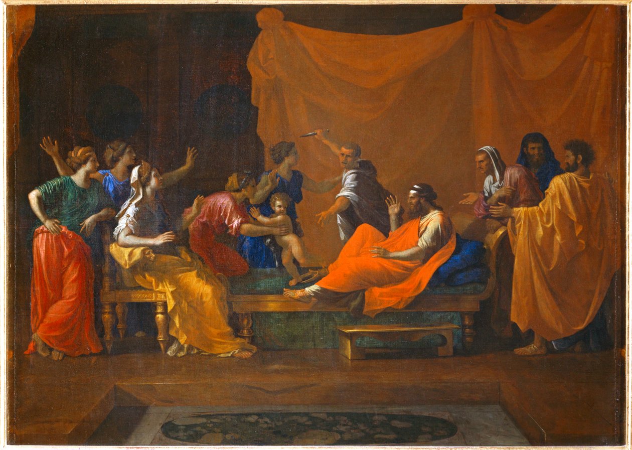 Moise enfant foulant aux pieds la couronne de Pharaon - Spædbarnet Moses tramper på Faraos krone ... af Nicolas (attr.to) Poussin