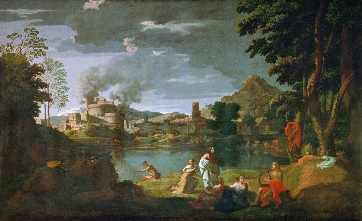 Orfeus og Eurydike ... af Nicolas (attr.to) Poussin