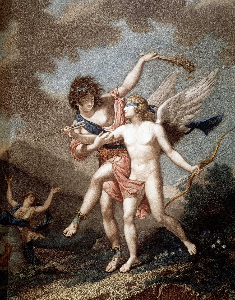 Kærlighed ledet af vanvid af Nicolas Andre (after) Monsiau
