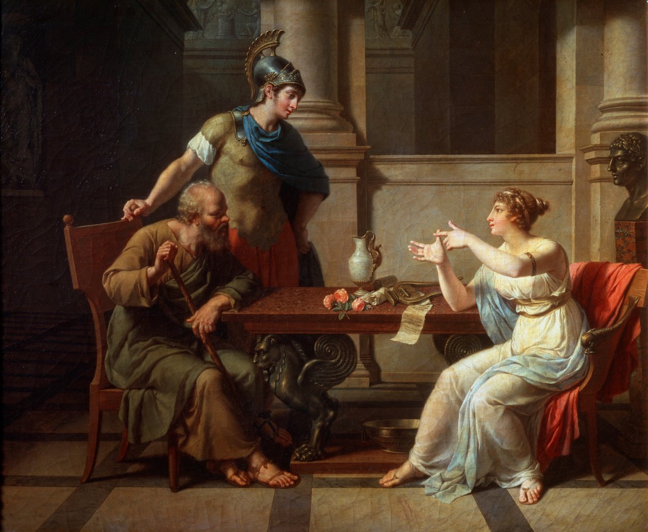 Sokrates og Alcibiades i Aspasia, 1801. af Nicolas Andre Monsiau