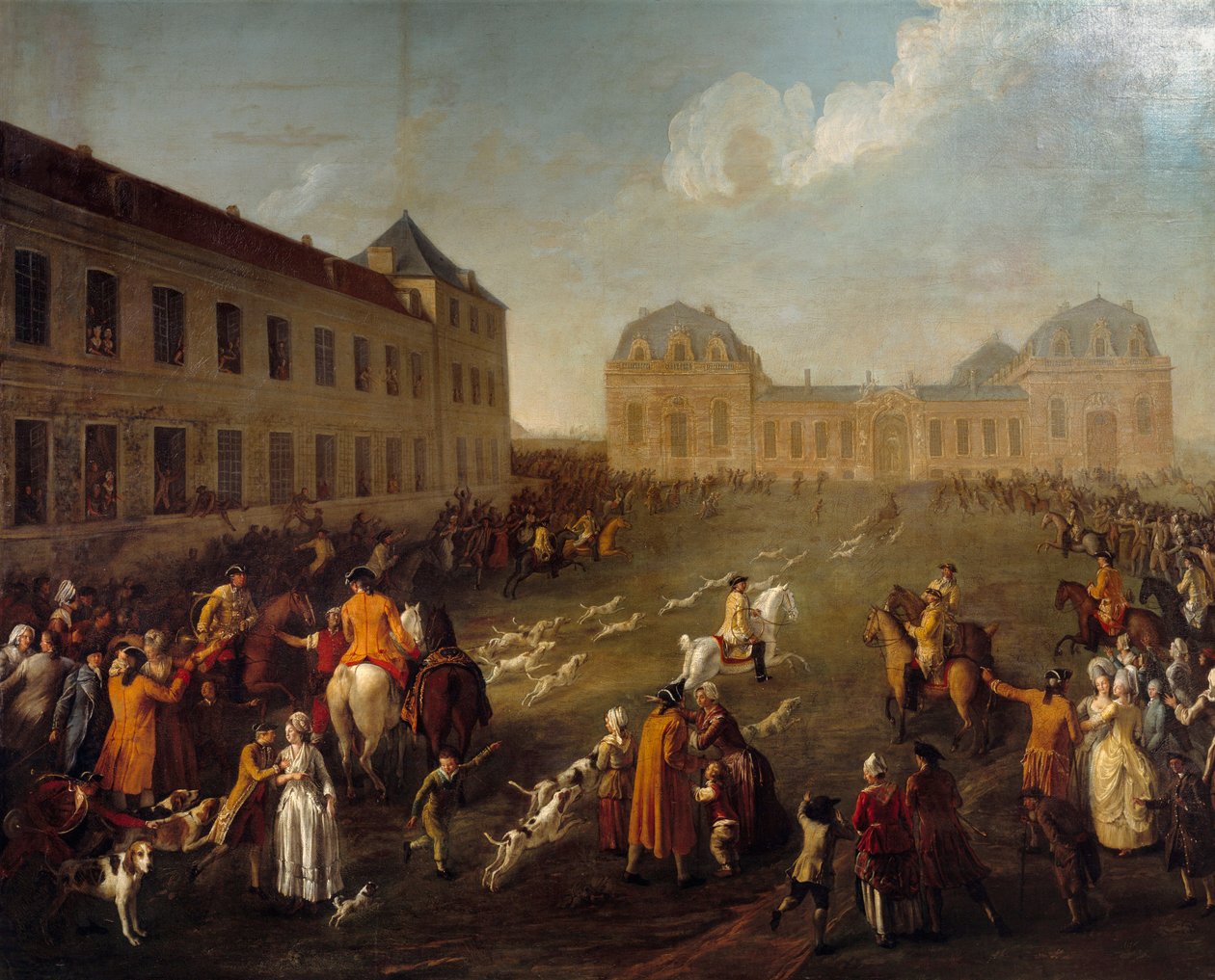 Hallali af hjorten i Chantilly Store Stald (13. september 1776). Maleri af Anne Nicolas Dubois (1759 -? ) af Nicolas Anne Dubois