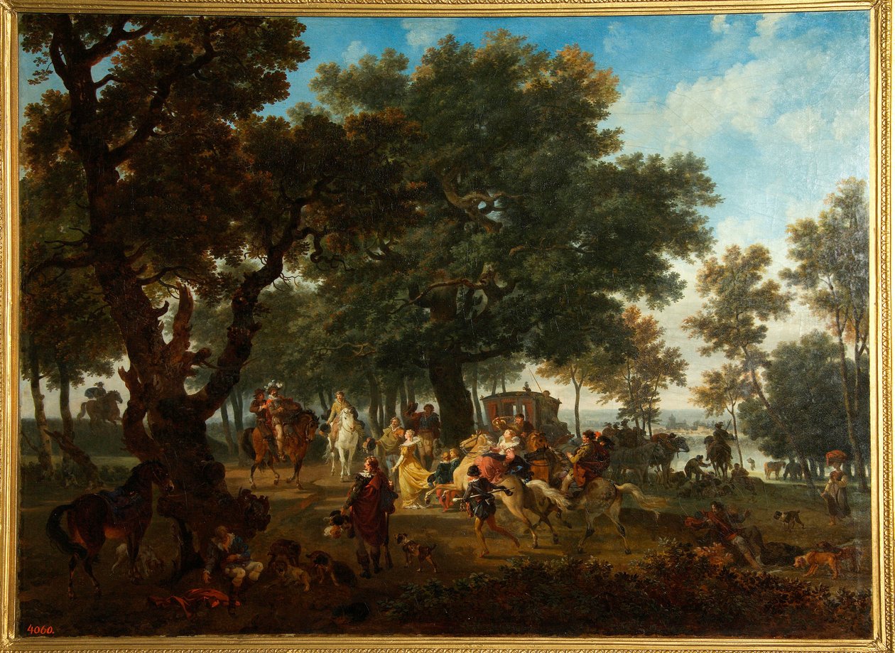 ""Jagfest af kongen af ​​Frankrig Henri IV (1553-1610) og hans suite"" (Henri IV og hans suitejagt) Maleri af Nicolas Antoine Taunay (1755-1830) af Nicolas Antoine Taunay