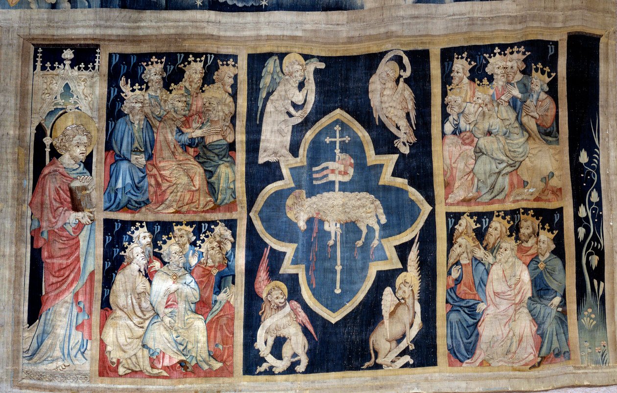Åbenbaringsgardin (1373-1383), n. 7: de ældre giver ære til et lam, symbol på Kristus. Tapestry af Nicolas Bataille (1330-1405) af Nicolas Bataille