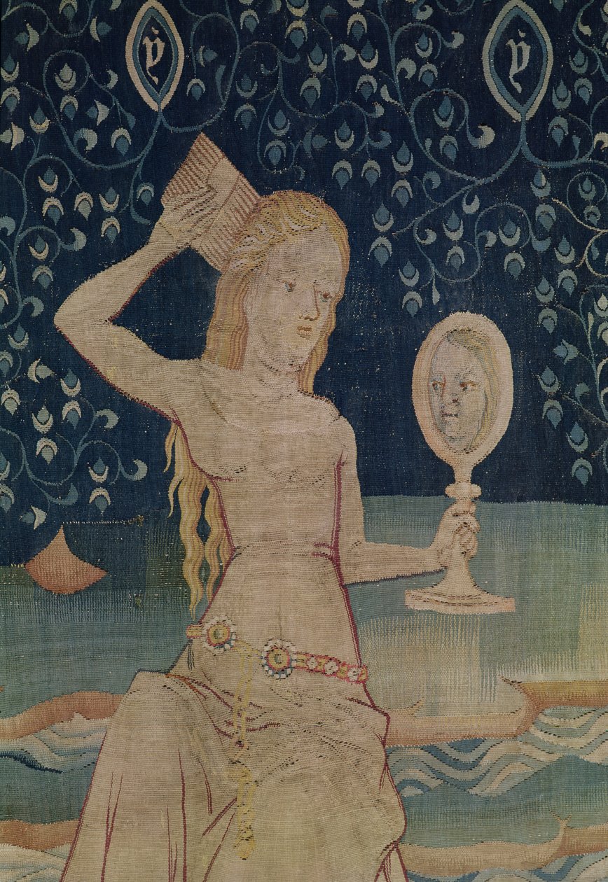 The Whore of Babylon, nummer 64 fra The Apocalypse of Angers, 1373-1387 billedtæppedetalje fra 181983 af Nicolas Bataille