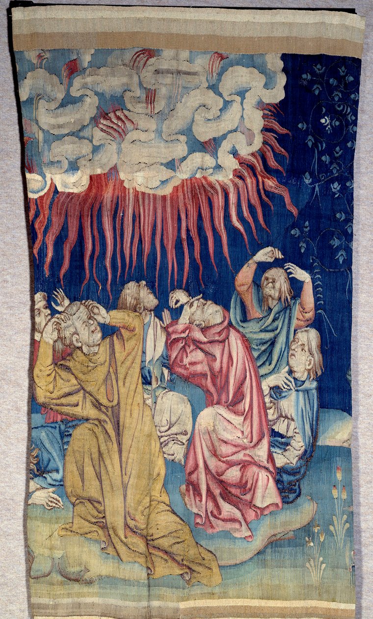 Åbenbaringens tæppe (1373 -1383): himlens ild (mørke). Tapet af Nicolas Bataille (1330-1405) af Nicolas Bataille