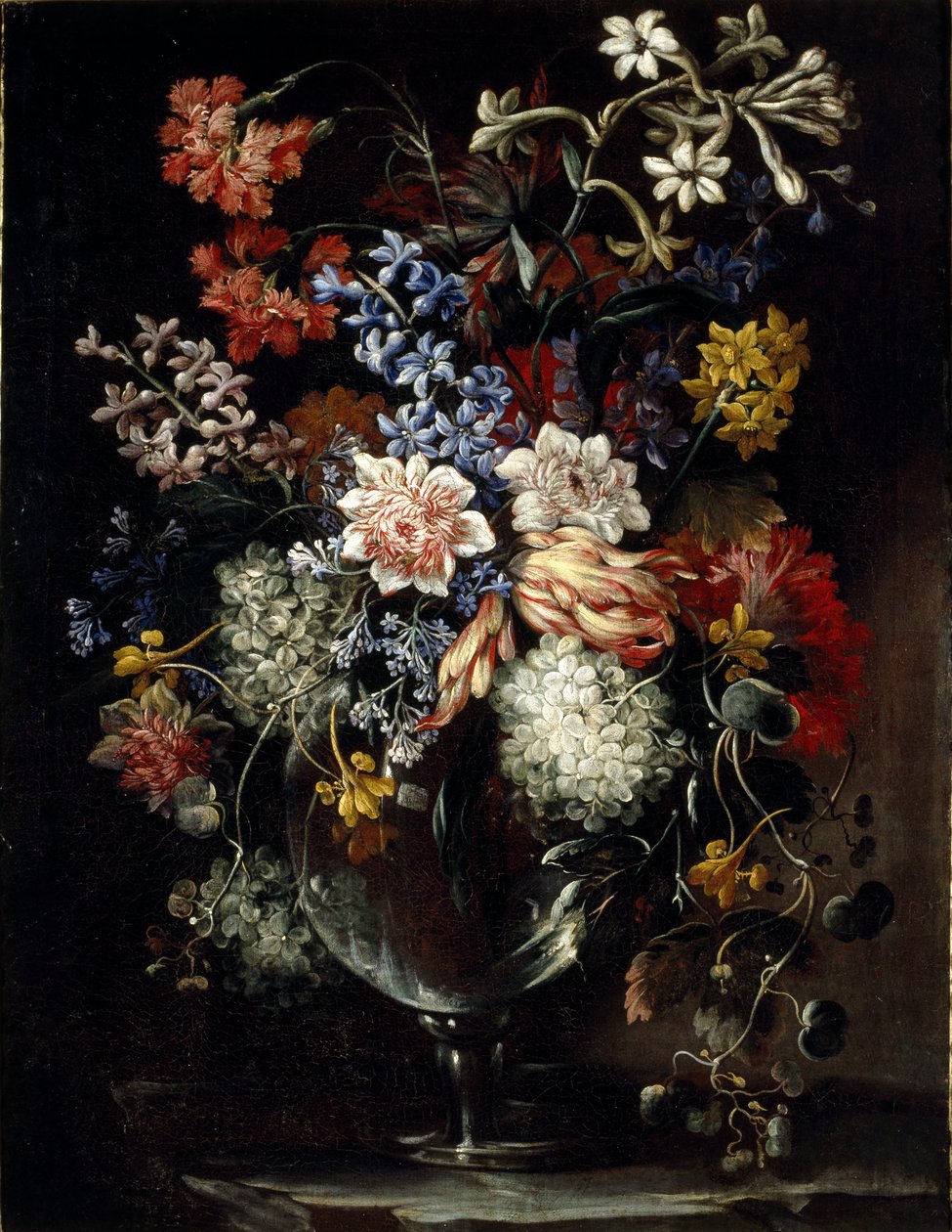 Blomster i en vase på en afsats af Nicolas Baudesson