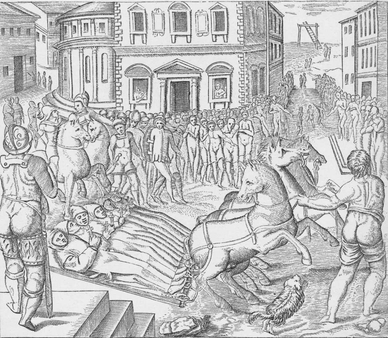 Henrettelse af tre karteusiske martyrer, Tyburn, London, 1535 1904 af Nicolas Beatrizet