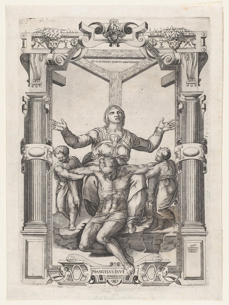 Pietà med engle foran korset, 1547., 1547. af Nicolas Beatrizet