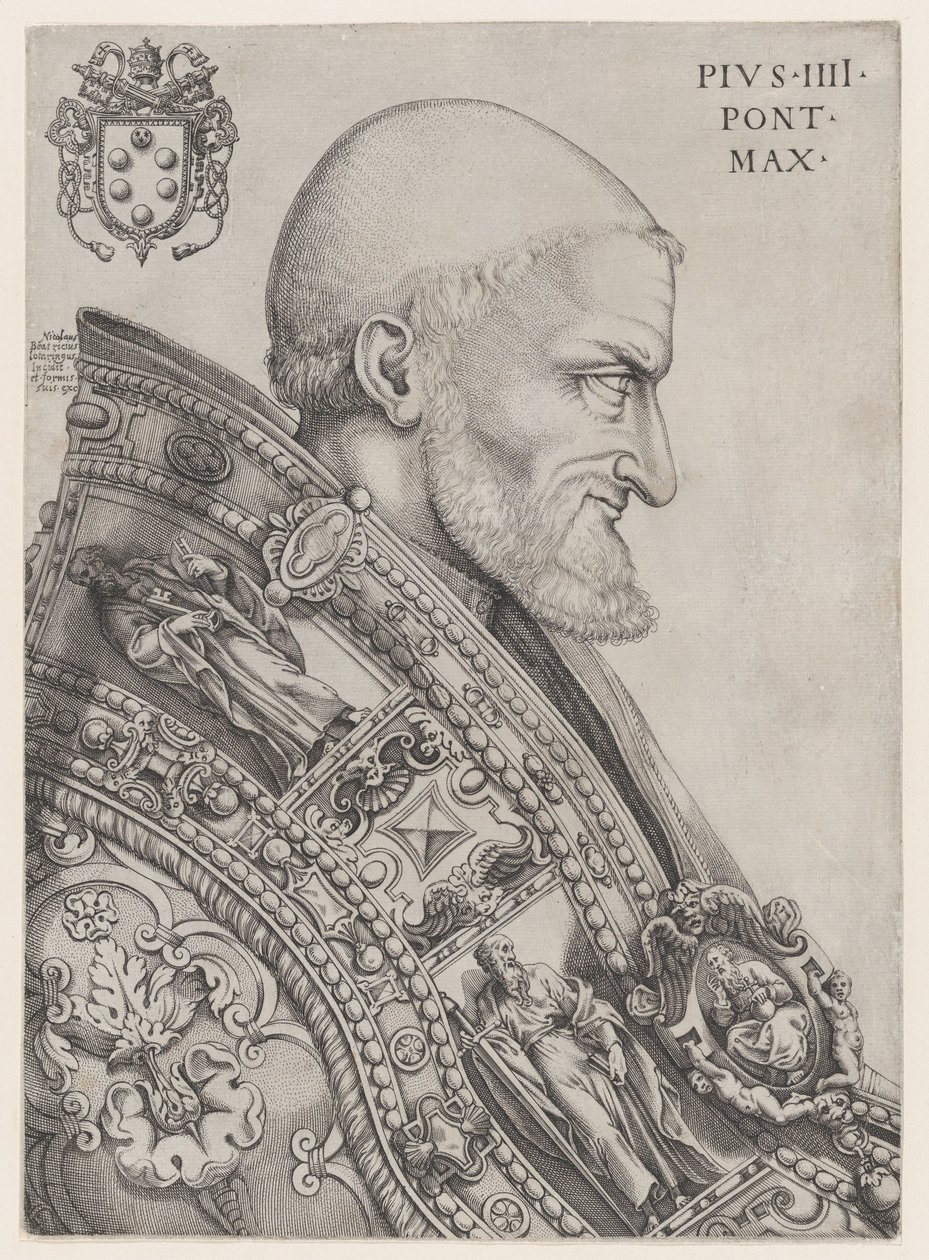 Portræt af pave Pius IV, midten af 1500-tallet., midten af 1500-tallet. af Nicolas Beatrizet