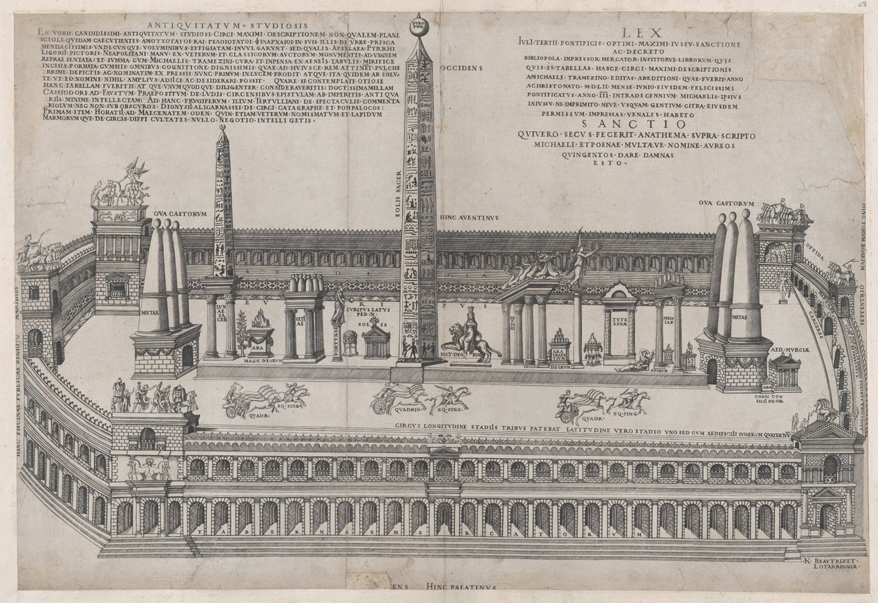 Spejl af romersk storslåethed: Circus Maximus, 1553., 1553. af Nicolas Beatrizet
