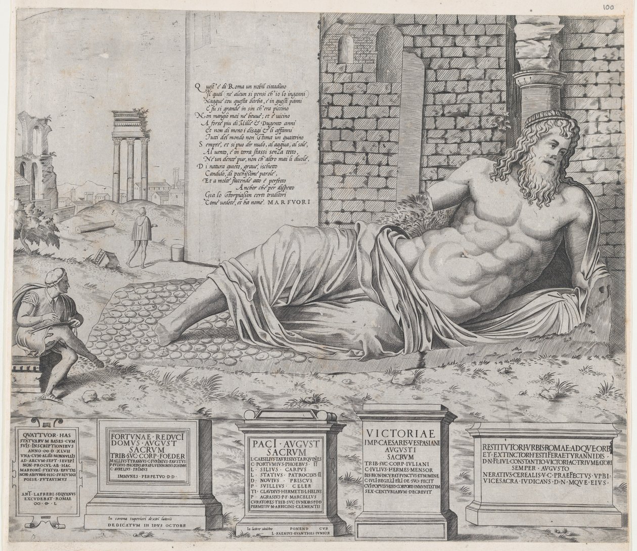 Mirror of Roman Magnificence: Marforius, 1550., 1550. af Nicolas Beatrizet.