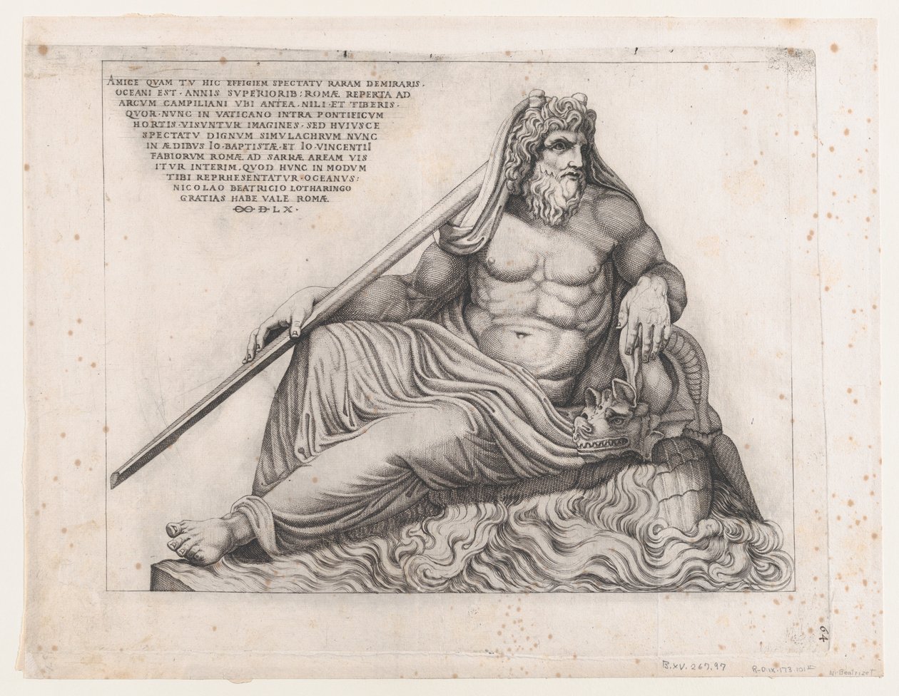 Mirror Roman Magnificent: The Ocean God, 1560., 1560. af Nicolas Beatrizet