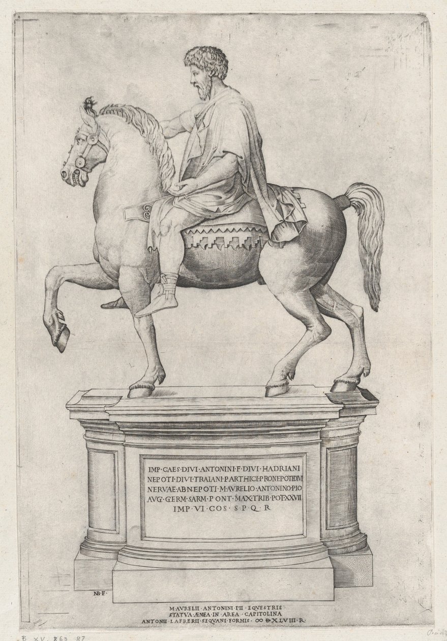 Rytterstatuen af Marcus Aurelius på Capitol, 1548., 1548. af Nicolas Beatrizet