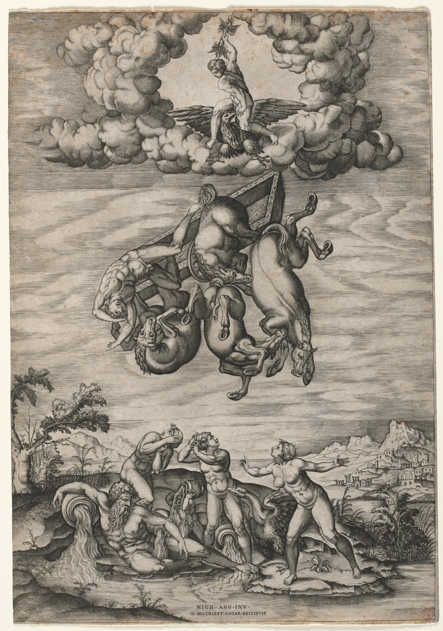 Phaetons fald, ca. 1545. af Nicolas Beatrizet