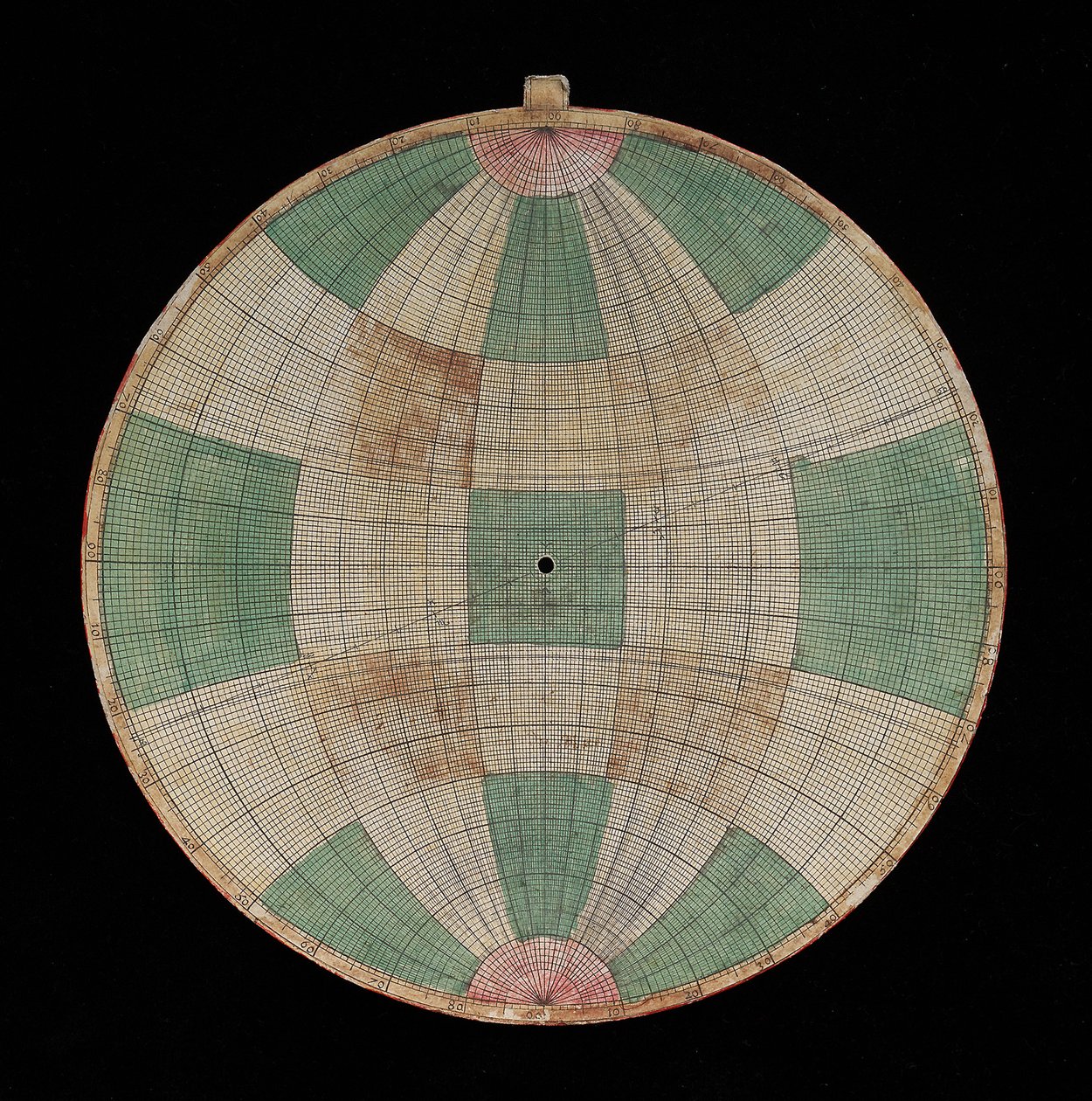 Astrolabium, detalje af en plade med en projektion af Frijus af Nicolas Bion