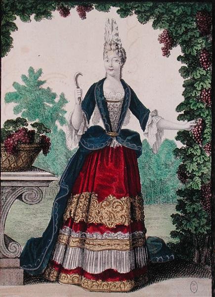 Allegory of Autumn, slutningen af det 17. århundrede (farvet gravering) af Nicolas Bonnart