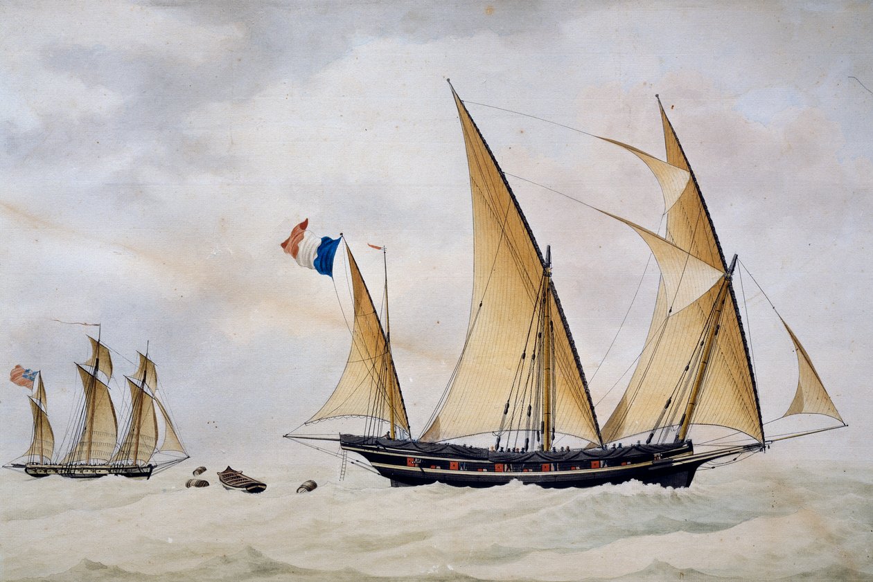 Santo Stefano di Laigueglia xebec bliver jagtet af engelsk menigmand af Nicolas Cammillieri