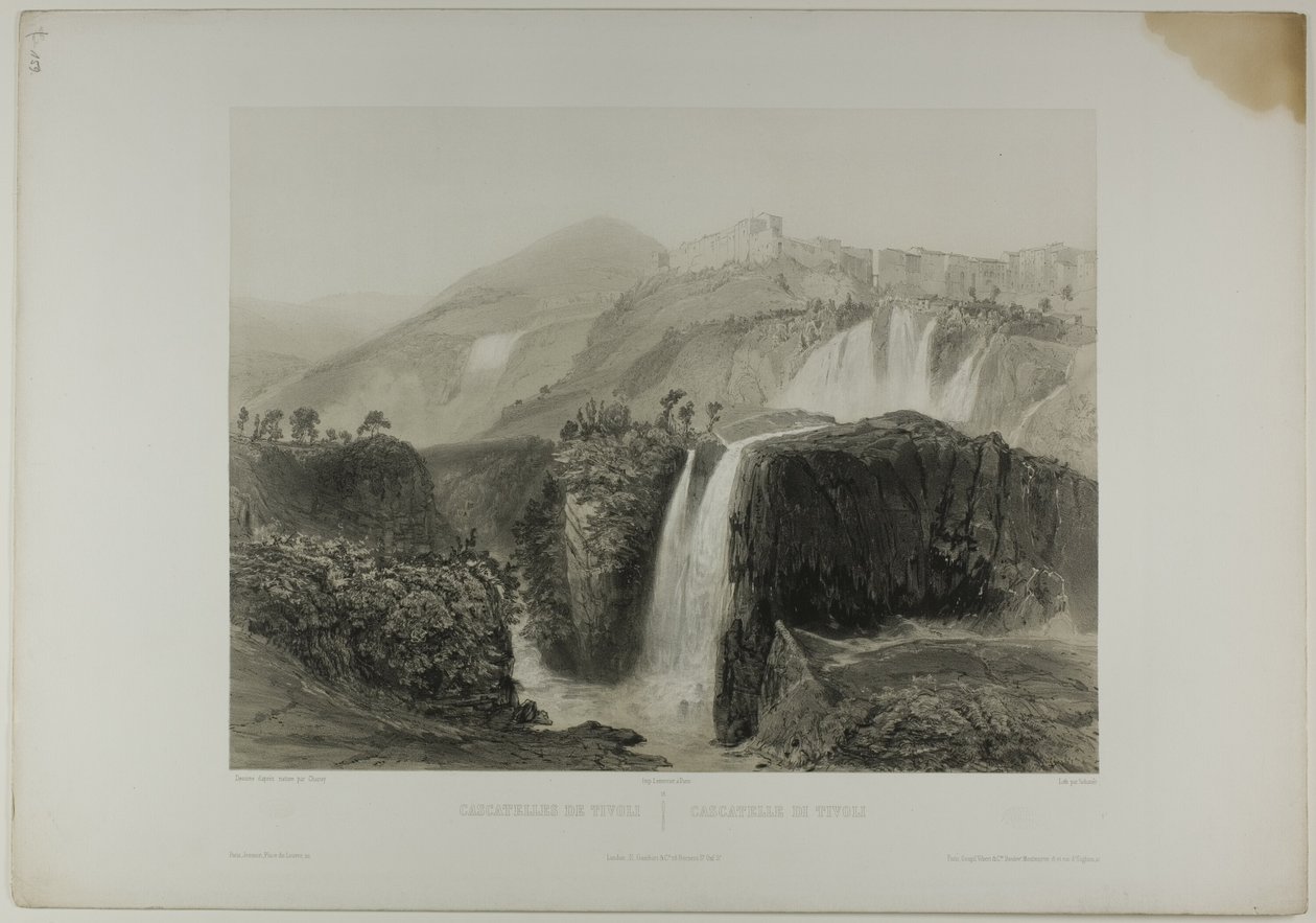 Tivolis vandfald, planche 18 fra Italie Monumentale et Pittoresque af Nicolas Chapuy