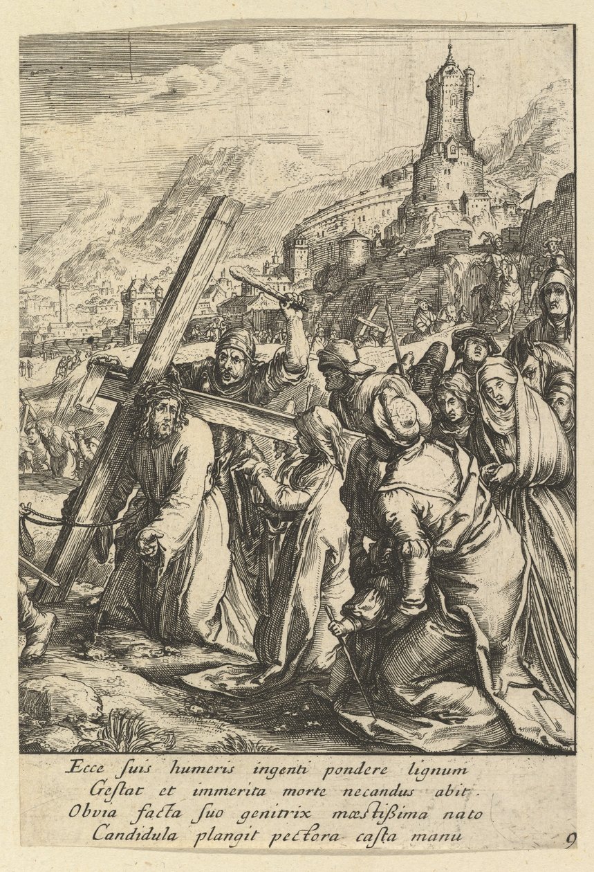 Kristus bærer korset, fra The Passion of Christ, midten af det 17. århundrede. af Nicolas Cochin