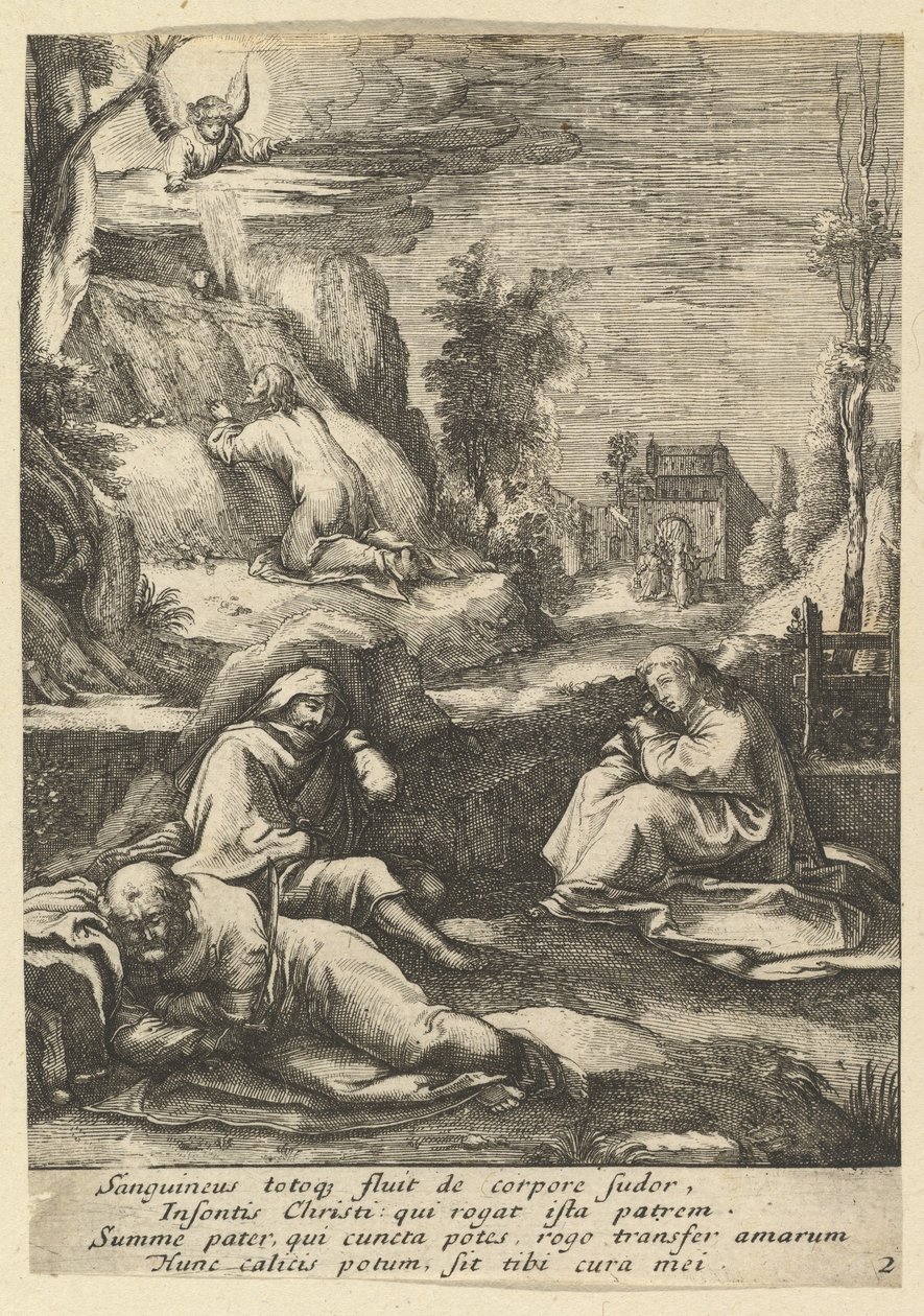 The Agony in the Garden, fra The Passion of Christ, midten af det 17. århundrede. af Nicolas Cochin