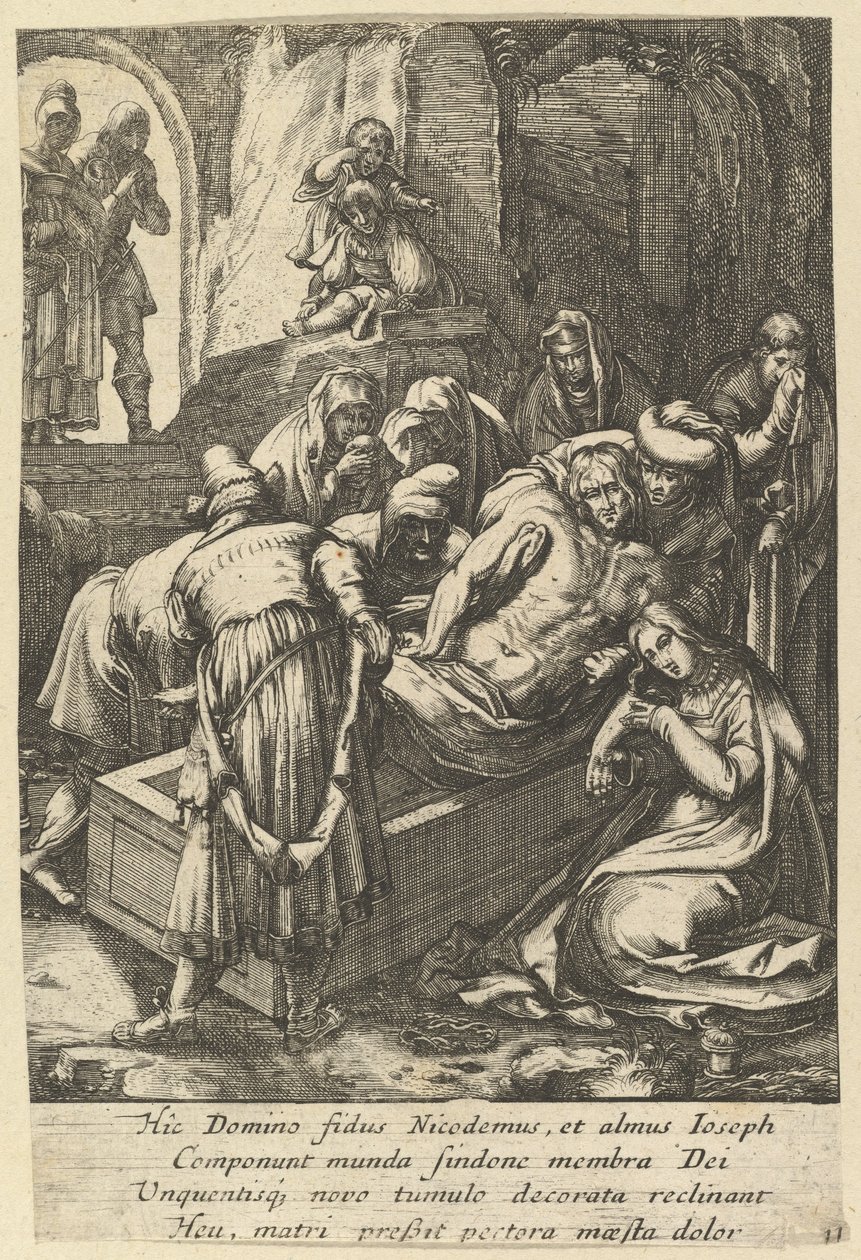 Begravelsen, fra The Passion of Christ, midten af det 17. århundrede. af Nicolas Cochin