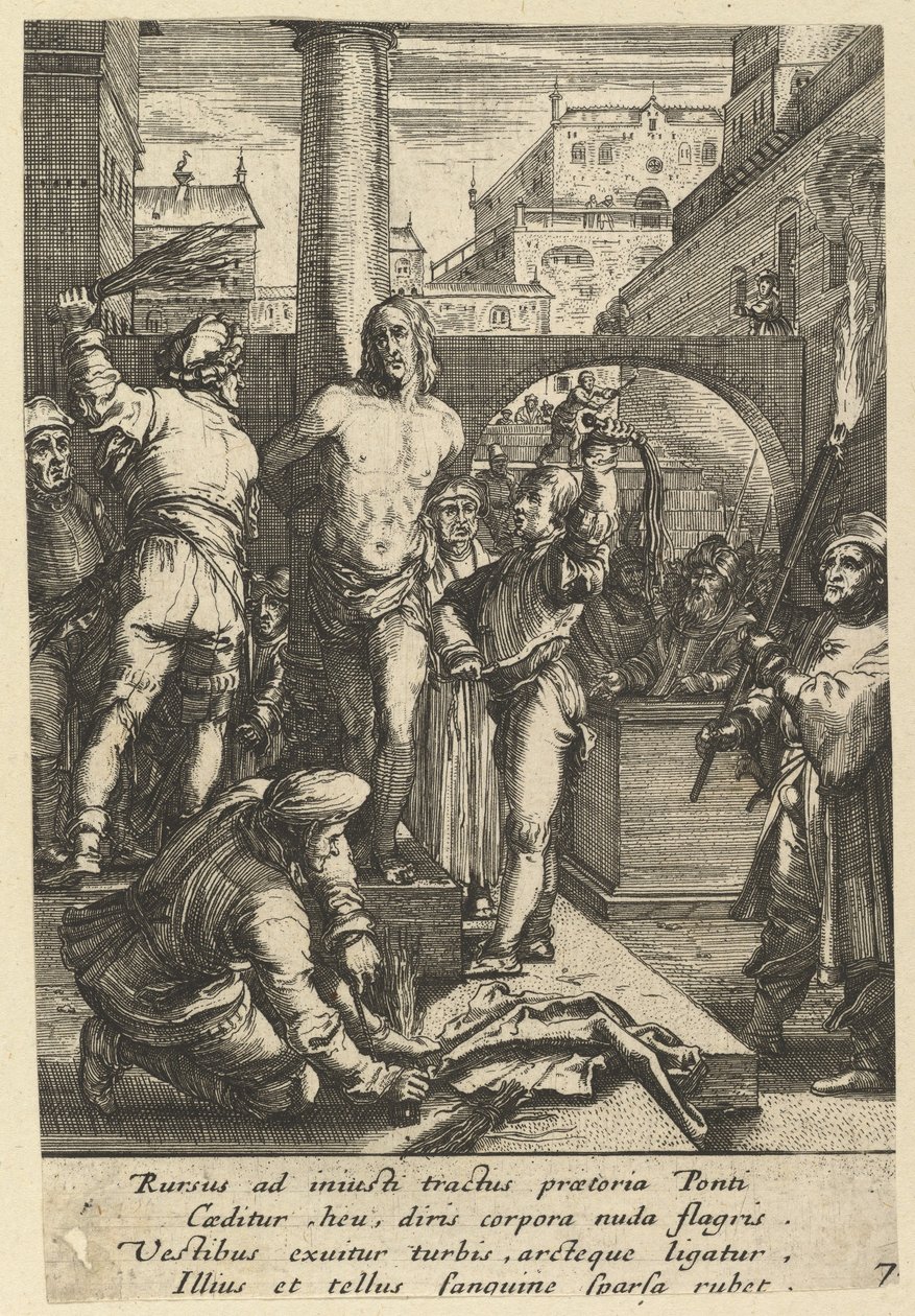 The flagellation of Christ, fra The Passion of Christ, midten af det 17. århundrede. af Nicolas Cochin