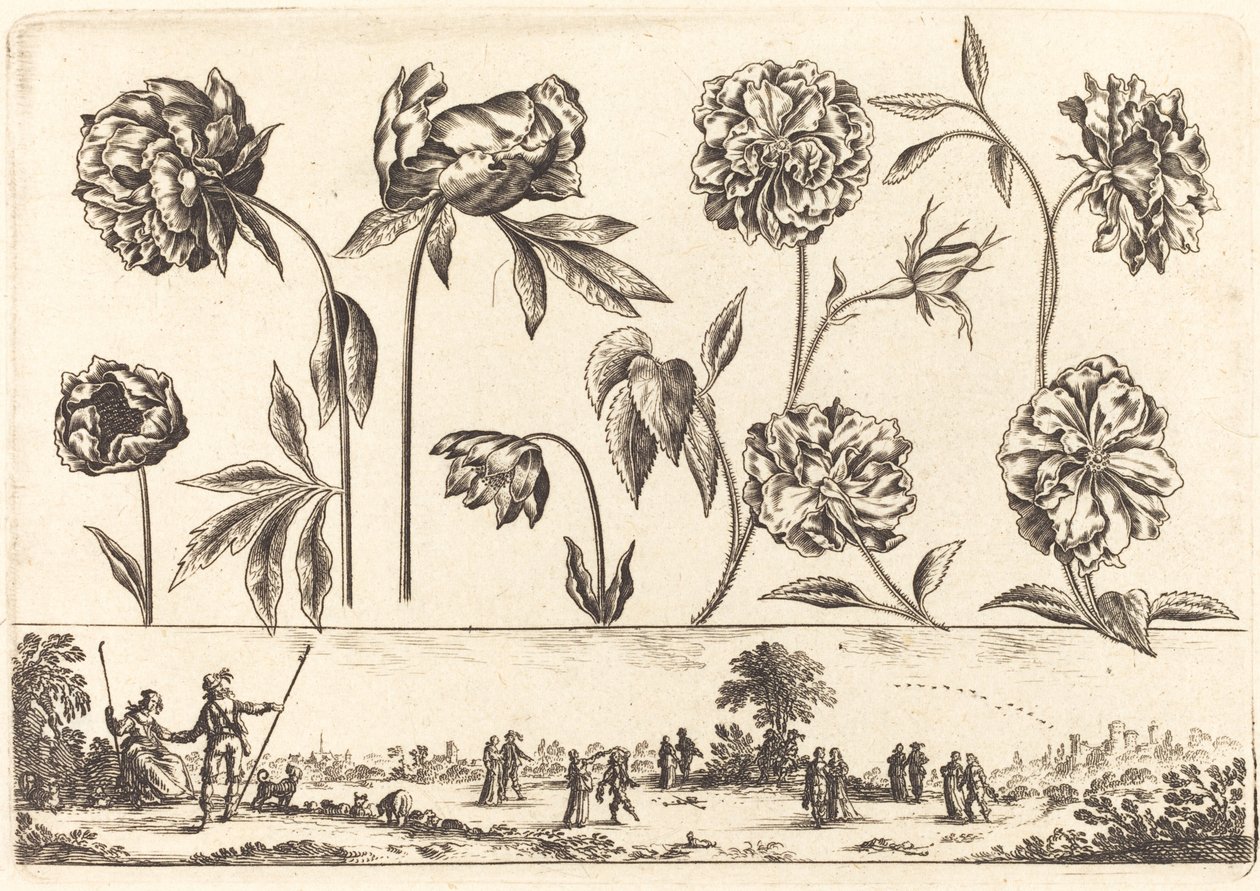 Blomsterprint nr. 7 af Nicolas Cochin after Balthasar Moncornet