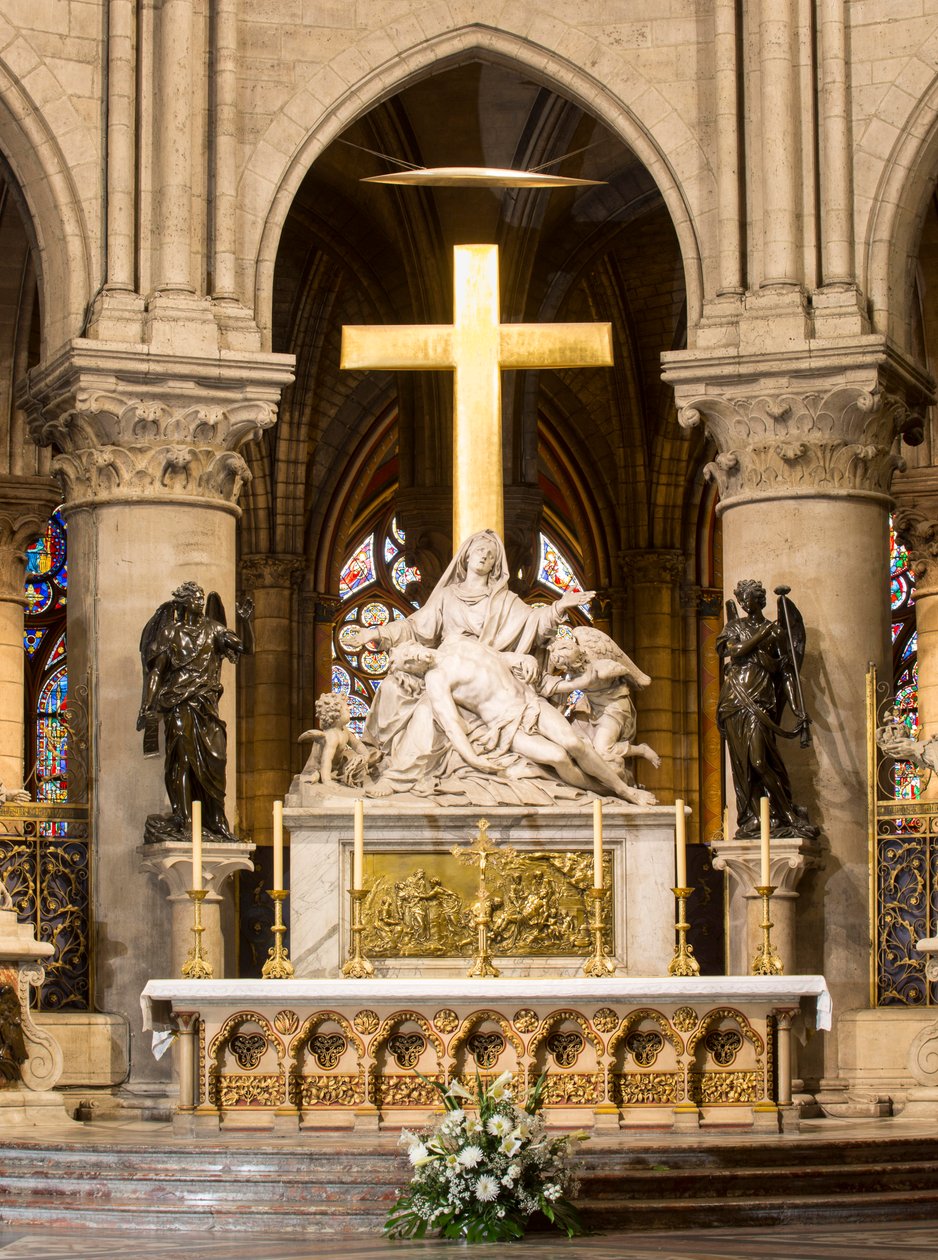 Nedstigning fra korset, højalteret, Notre Dame, Paris, ca. 1695-1705 (marmor) af Nicolas Coustou