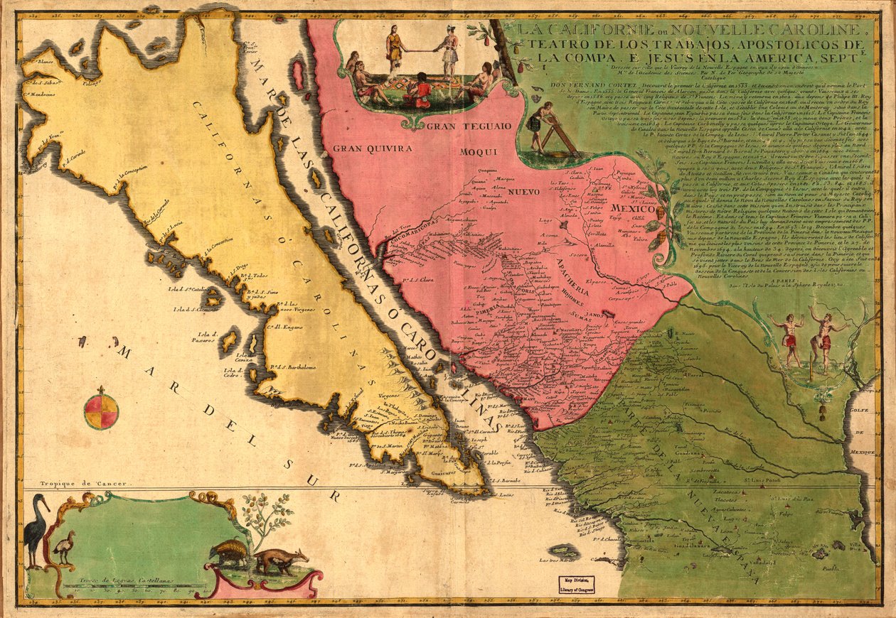 La Californie ou Nouvelle Caroline - teater af værker, Apostoliske værker af Compa. e Jesus i Amerika Septe. LOC 98687119 af Nicolas de Fer