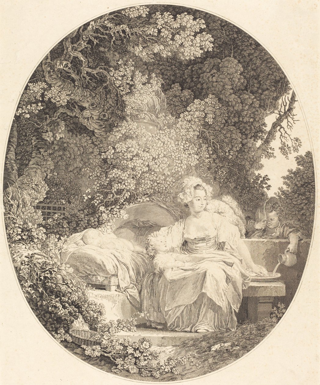 Den gode Moder af Nicolas Delaunay after Jean Honoré Fragonard