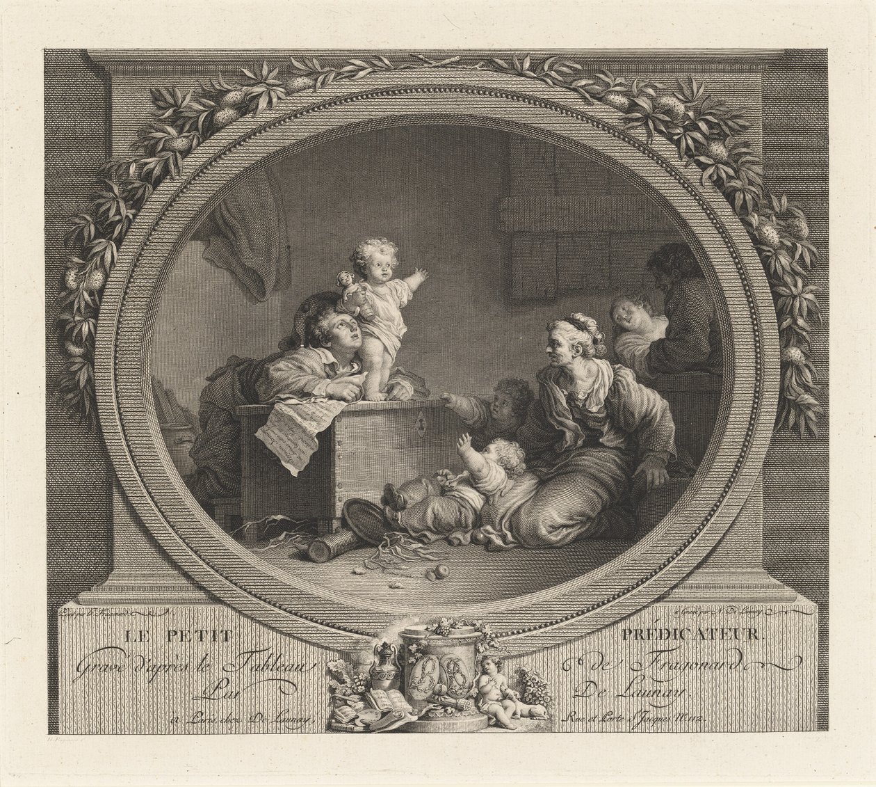 Den lille prædikant af Nicolas Delaunay after Jean Honoré Fragonard