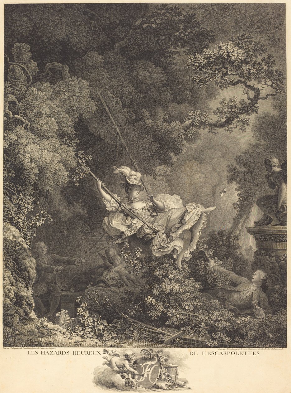 Escarpolettens glade farer af Nicolas Delaunay after Jean Honoré Fragonard