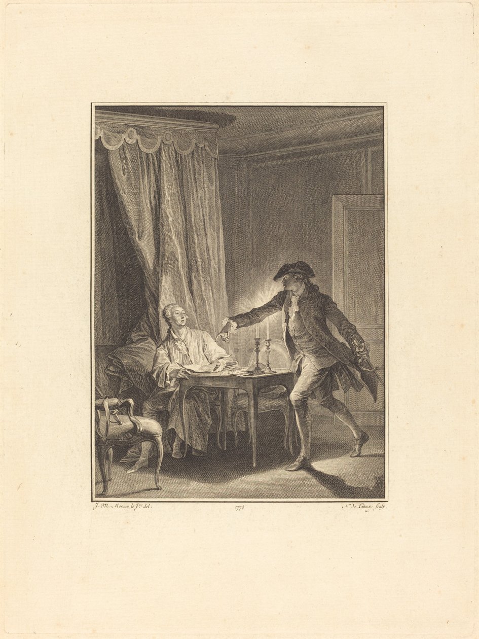 Ah! Ung mand til din velgører af Nicolas Delaunay after Jean Michel Moreau