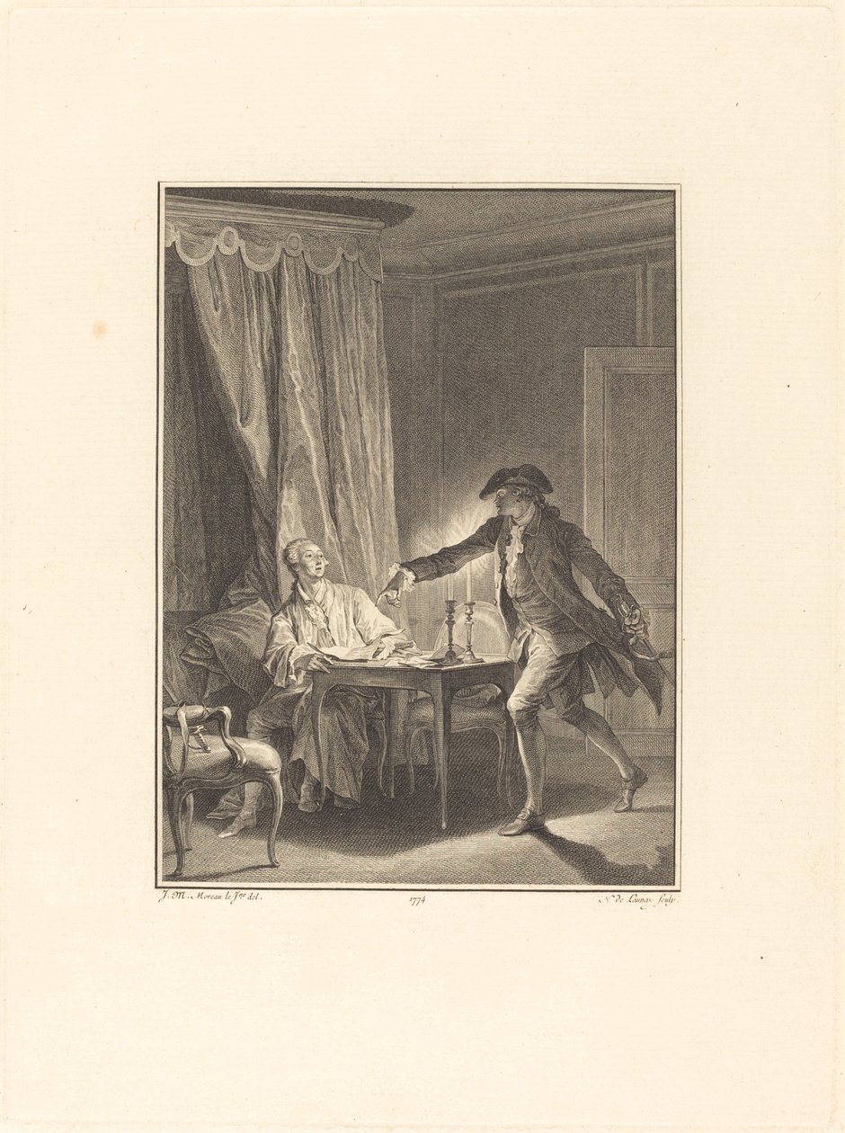 Ah! Ung mand til din velgører af Nicolas Delaunay after Jean Michel Moreau